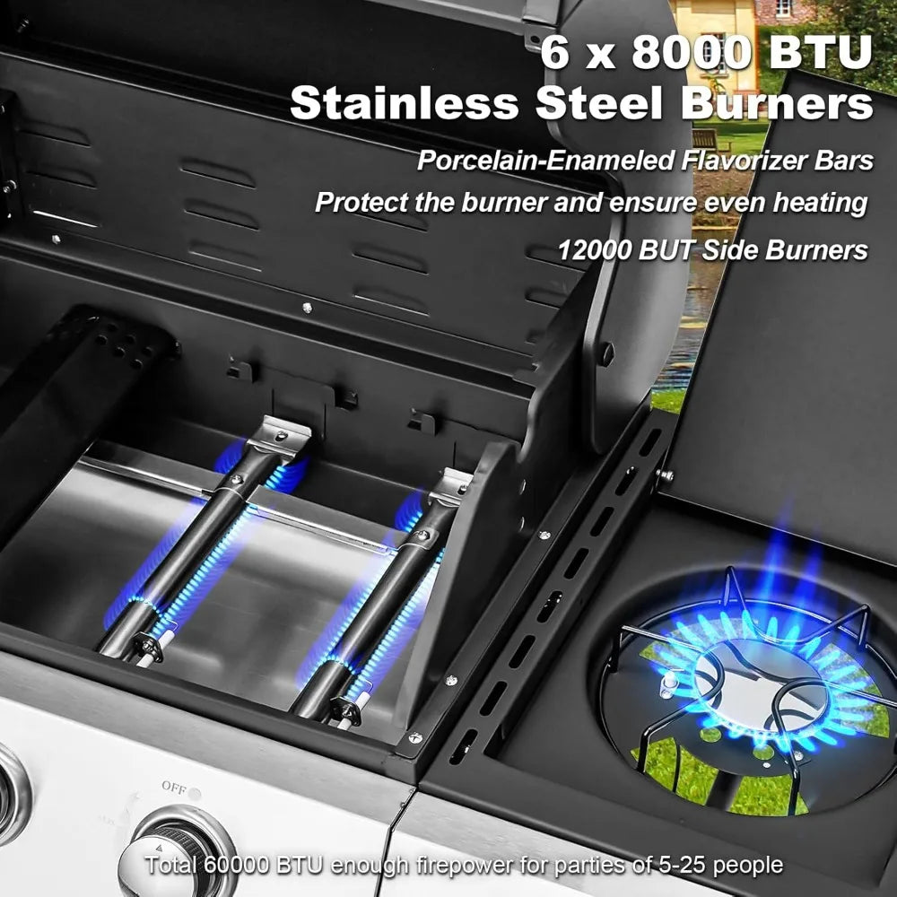 BBQ Gas Grill With Side Stove