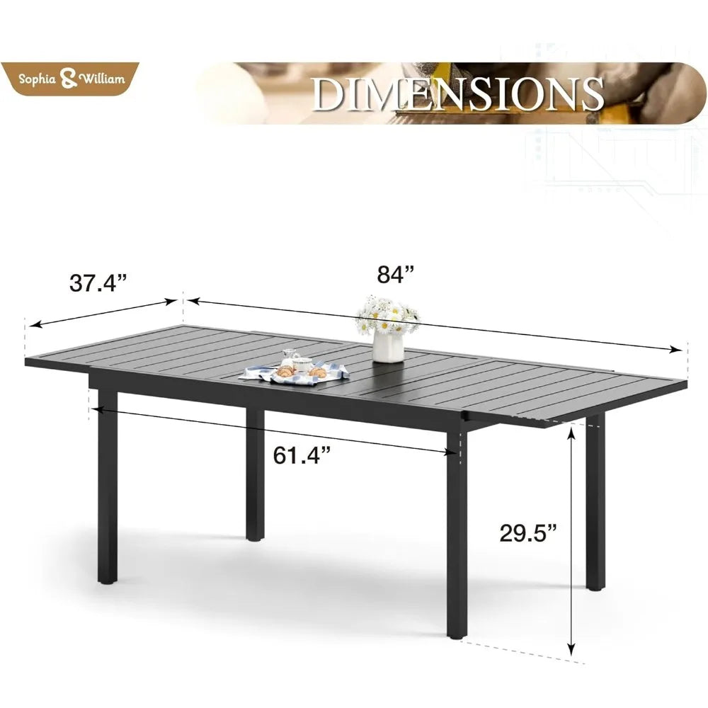Black Expandable And Metal Outdoor Table