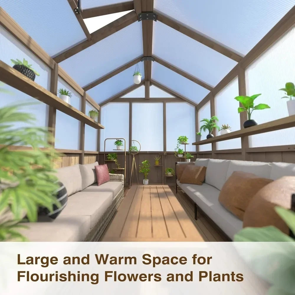 Walk-in 6 X 8 Ft Wooden Greenhouse Lockable Door