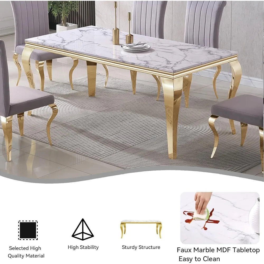 Faux White Marble Dining Table
