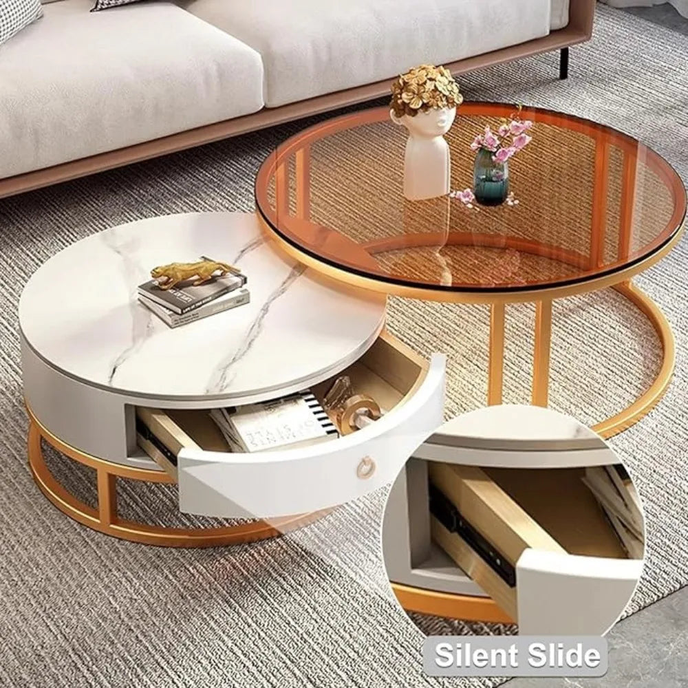 Nesting Metal Frame Wood Top Coffee Table