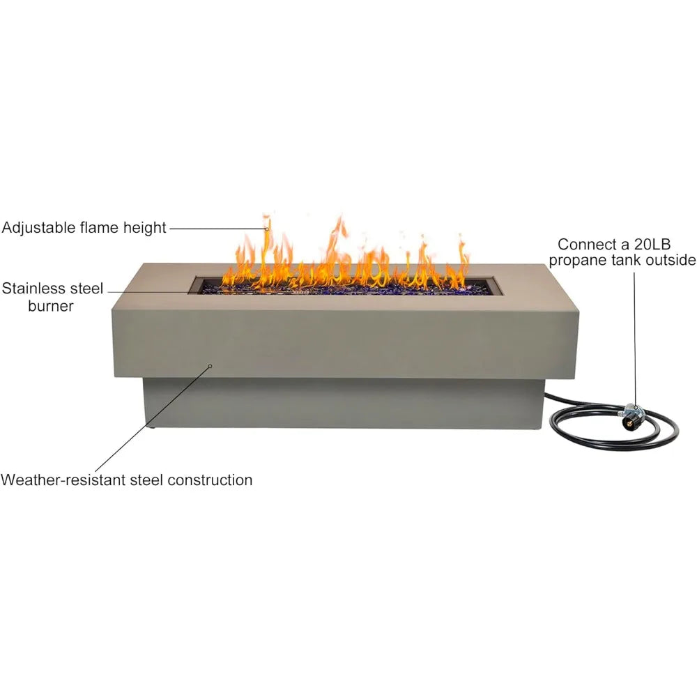 Gas Fire Pit Table With Glass Cover