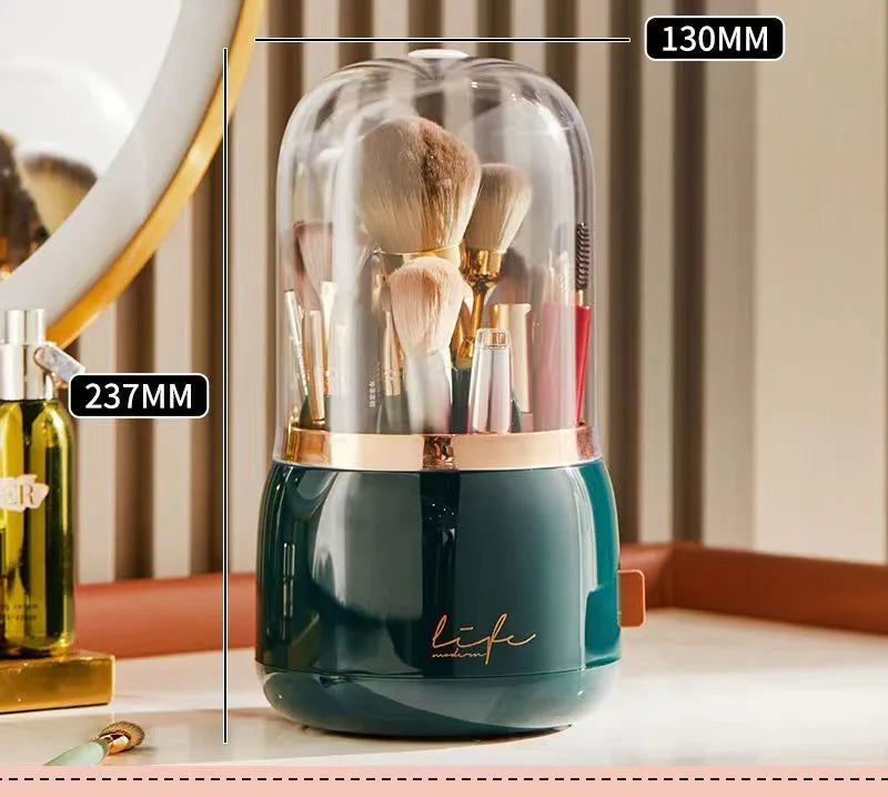 360° Rotating Makeup Brush Holder With Lid