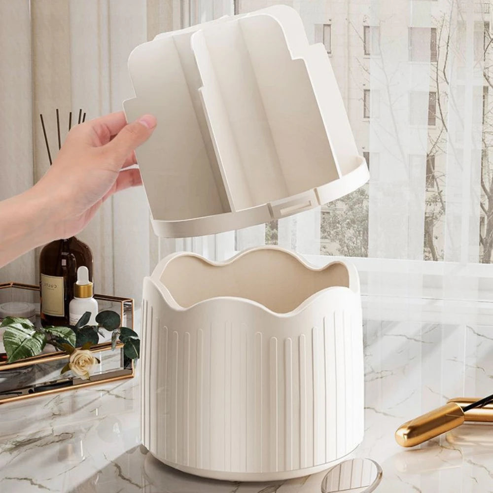 360 Degree Rotating Makeup Brush Holder With Lid