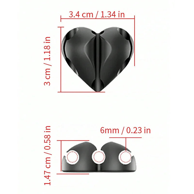 2pcs Heart-Shaped Mini Cable Winder Organizer Clips