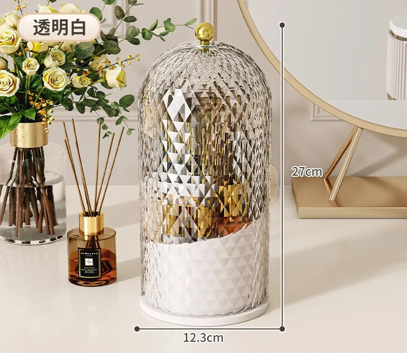 360° Rotating Makeup Brush Holder With Lid
