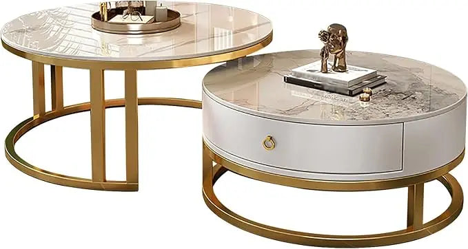 Nesting Metal Frame Wood Top Coffee Table