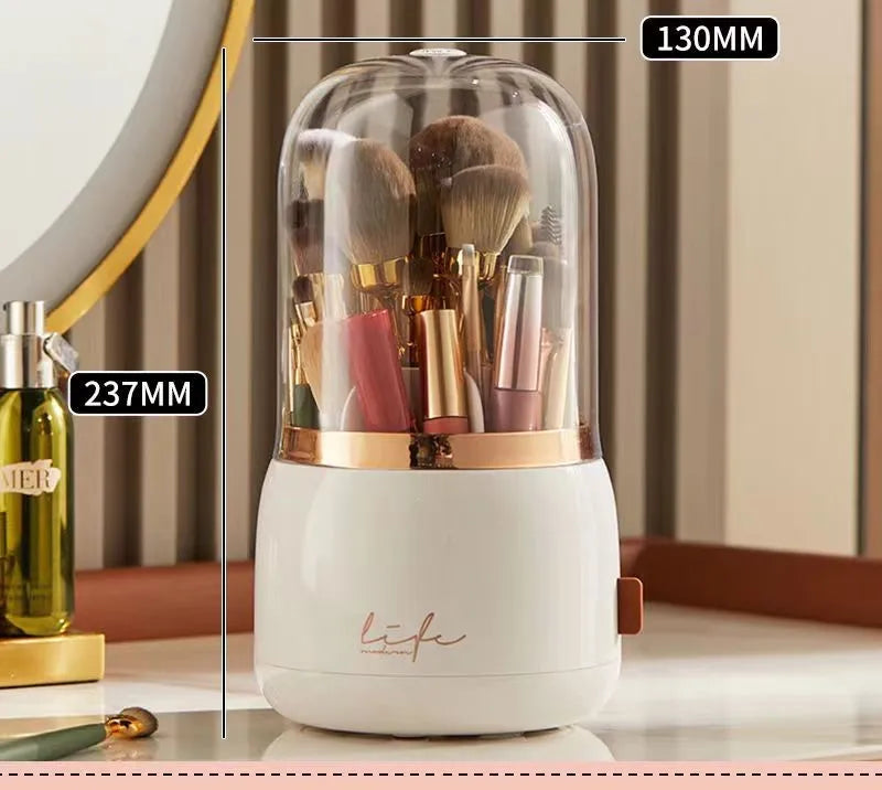 360° Rotating Makeup Brush Holder With Lid
