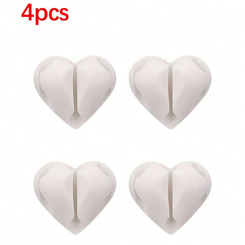 2pcs Heart-Shaped Mini Cable Winder Organizer Clips