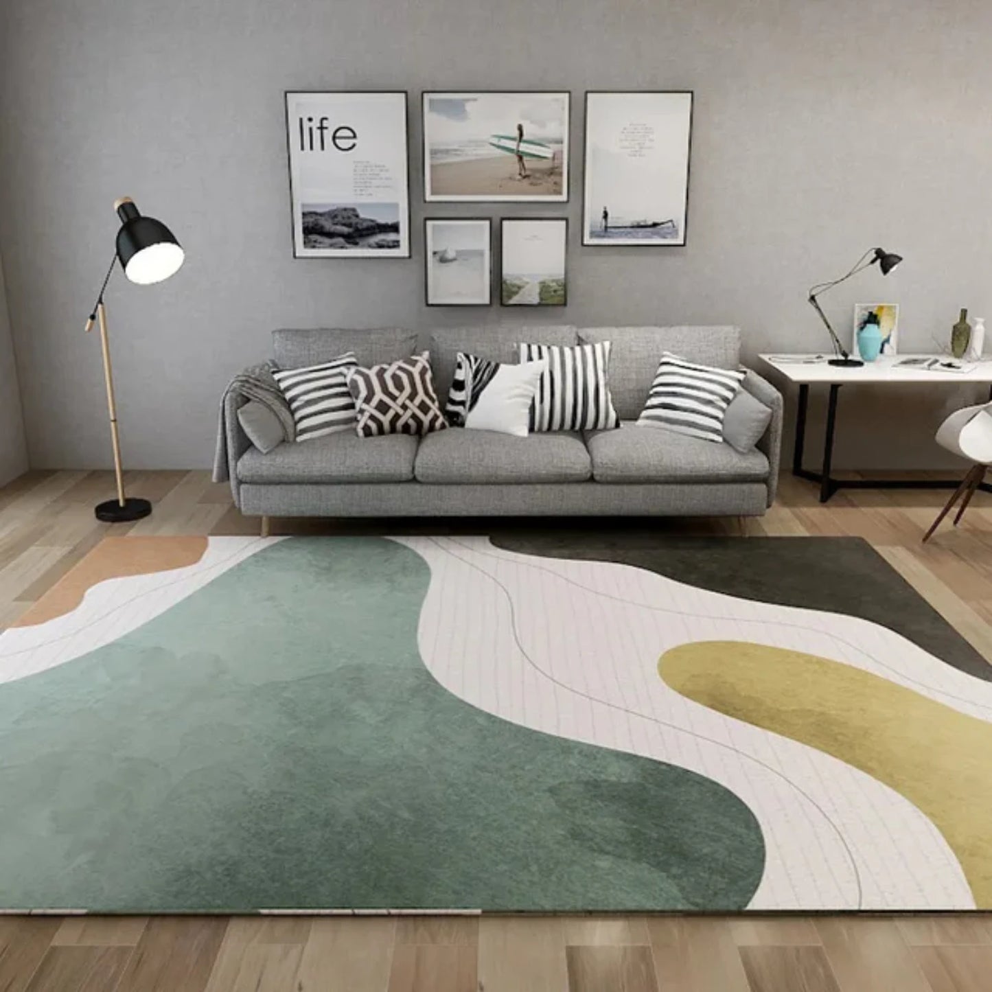 Luxurious, high-quality light beige carpet for bedroom and living room - fully covers large area for elegant, simple floor pavin