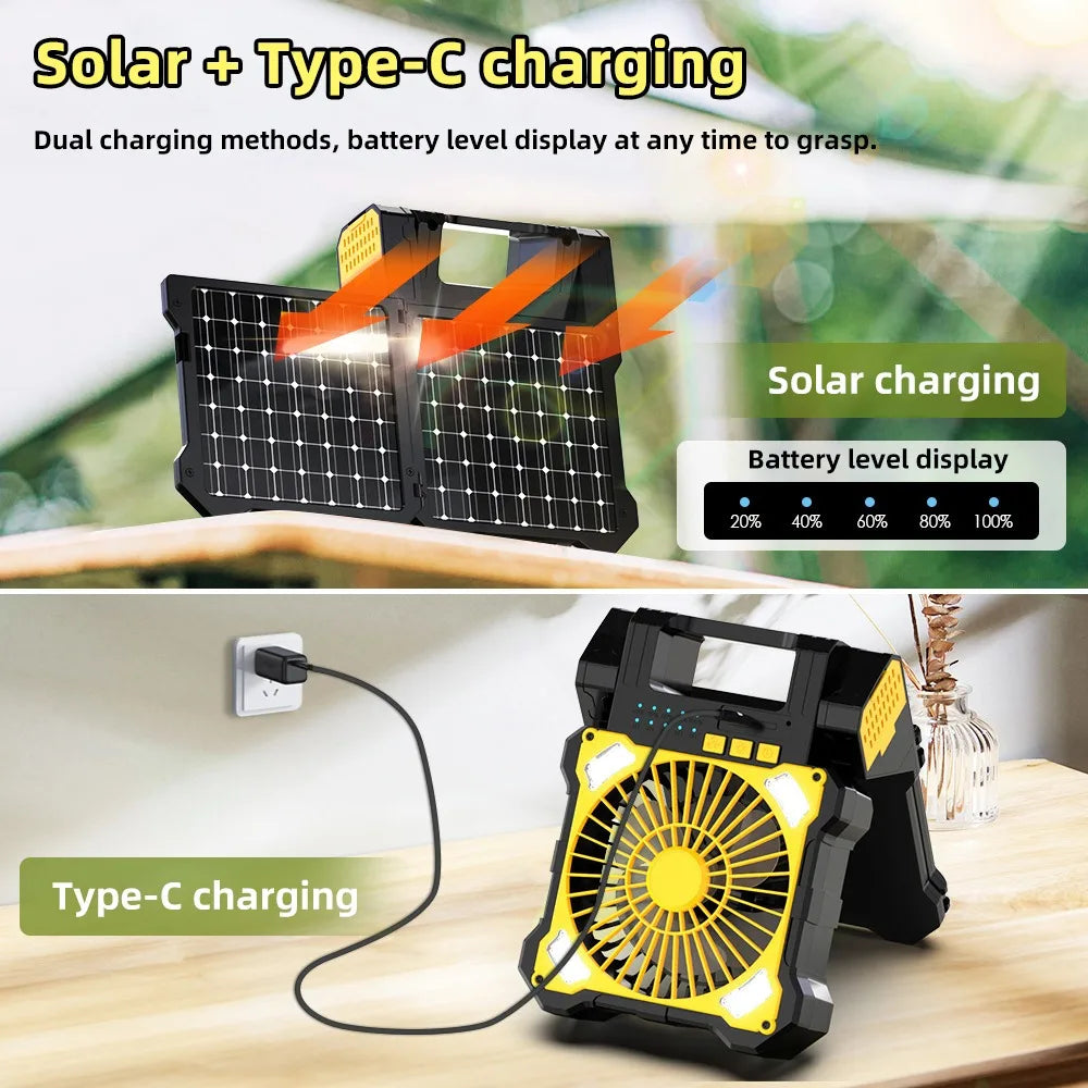 12W Dual Solar Panel USB Fan