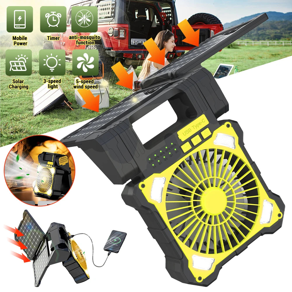 12W Dual Solar Panel USB Fan
