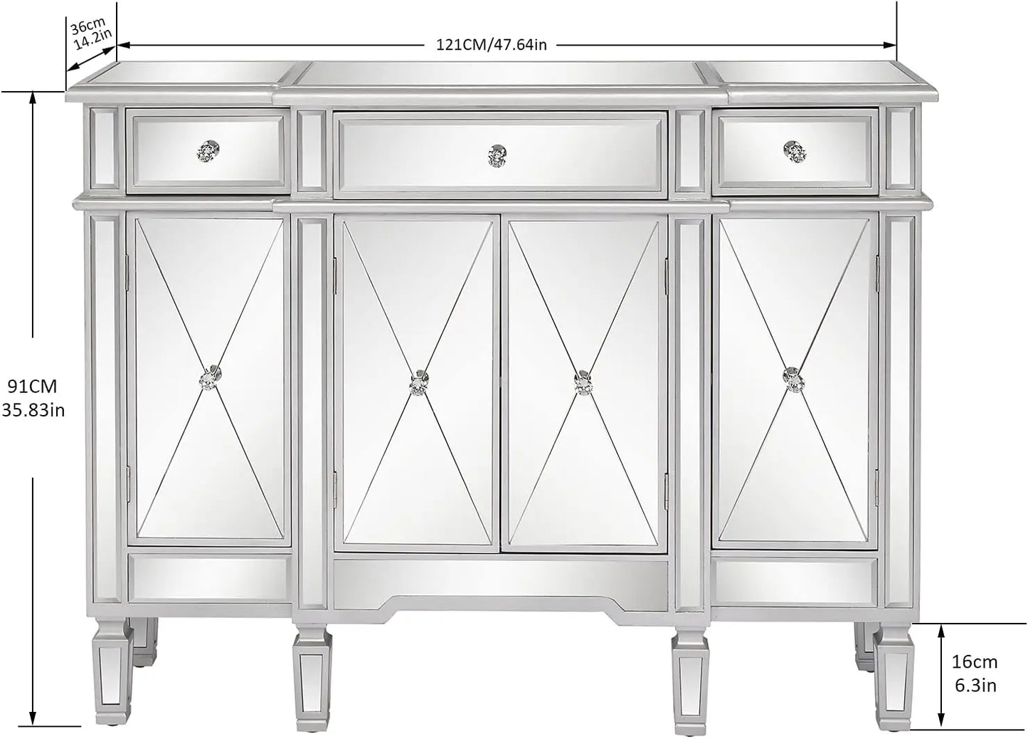 Mirrored Buffet Cabinet Sideboard TV Stand