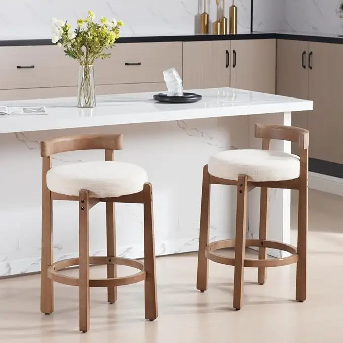 Mid-Century Upholstered Bar Stools Set of 2