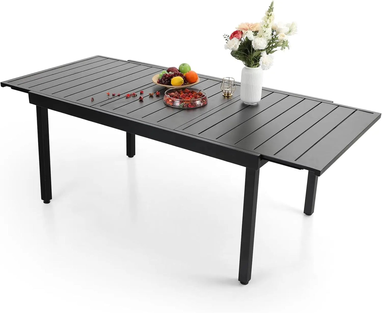 Black Expandable And Metal Outdoor Table