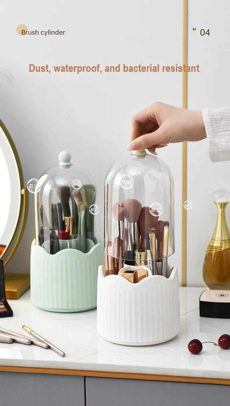360 Degree Rotating Makeup Brush Holder With Lid