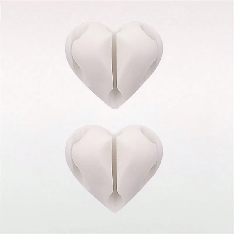 2pcs Heart-Shaped Mini Cable Winder Organizer Clips