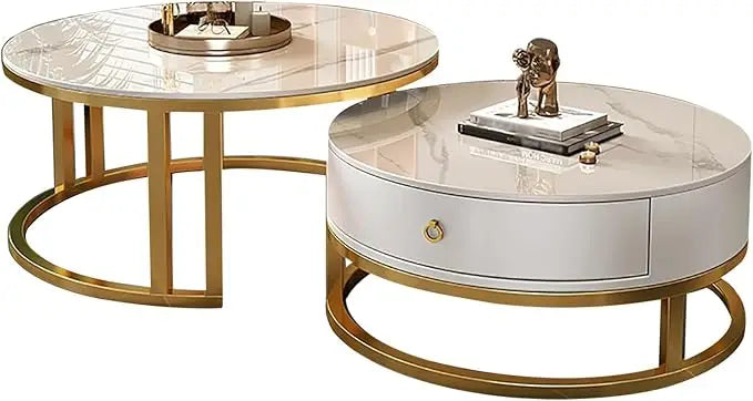 Nesting Metal Frame Wood Top Coffee Table