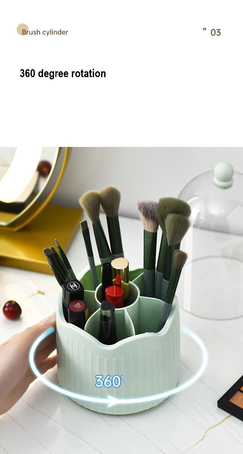 360 Degree Rotating Makeup Brush Holder With Lid