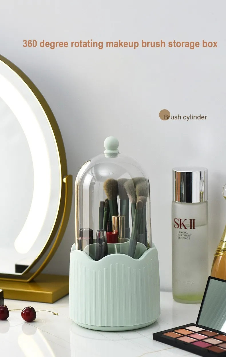 360 Degree Rotating Makeup Brush Holder With Lid