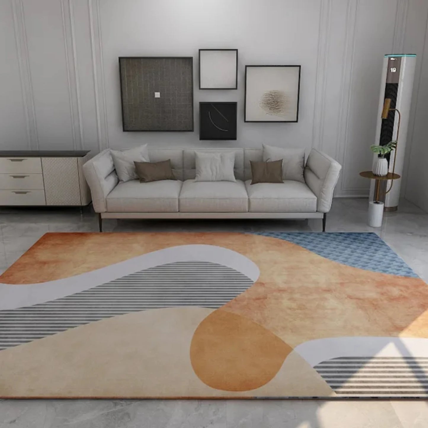 Luxurious, high-quality light beige carpet for bedroom and living room - fully covers large area for elegant, simple floor pavin