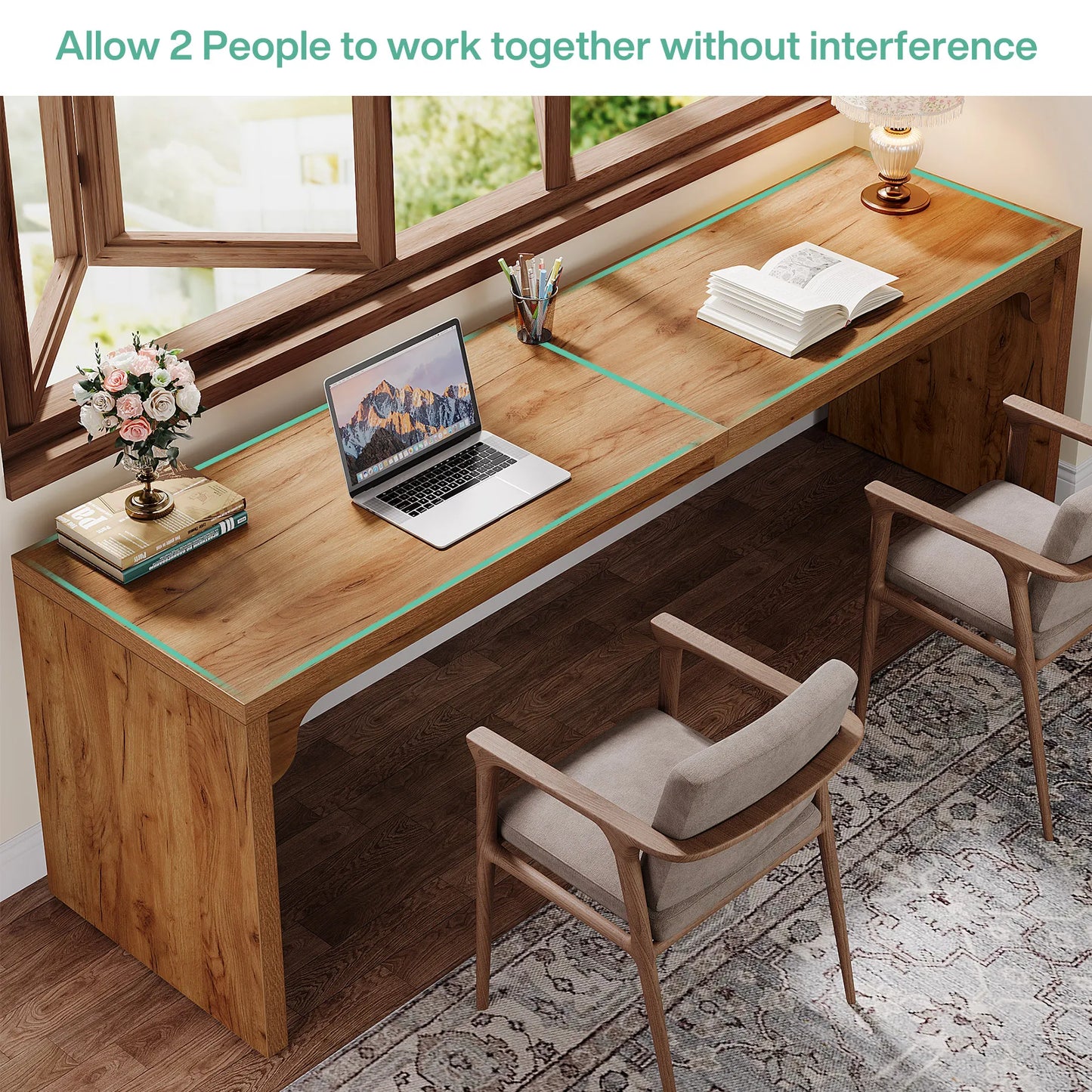 Wooden Extra Long Desk Double Workstation