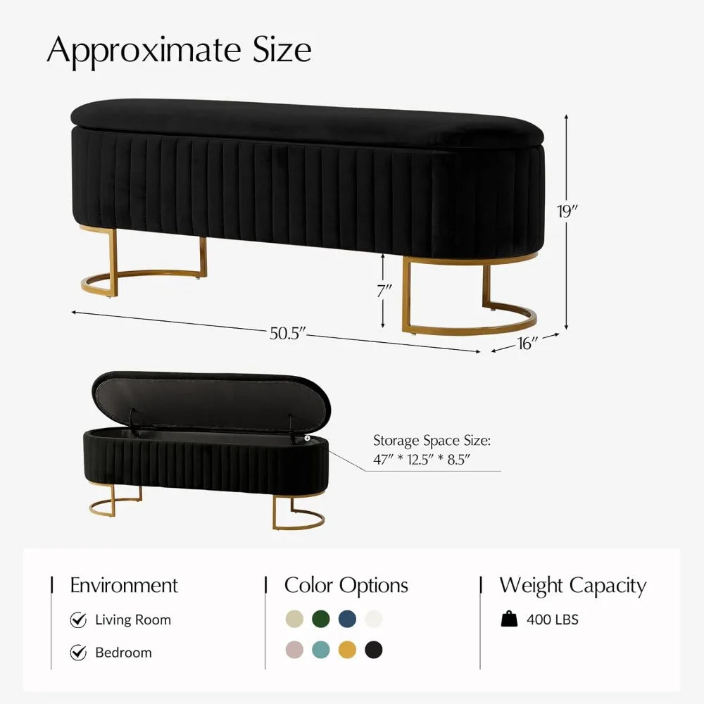Storage Bench Velvet Bedroom Ottoman