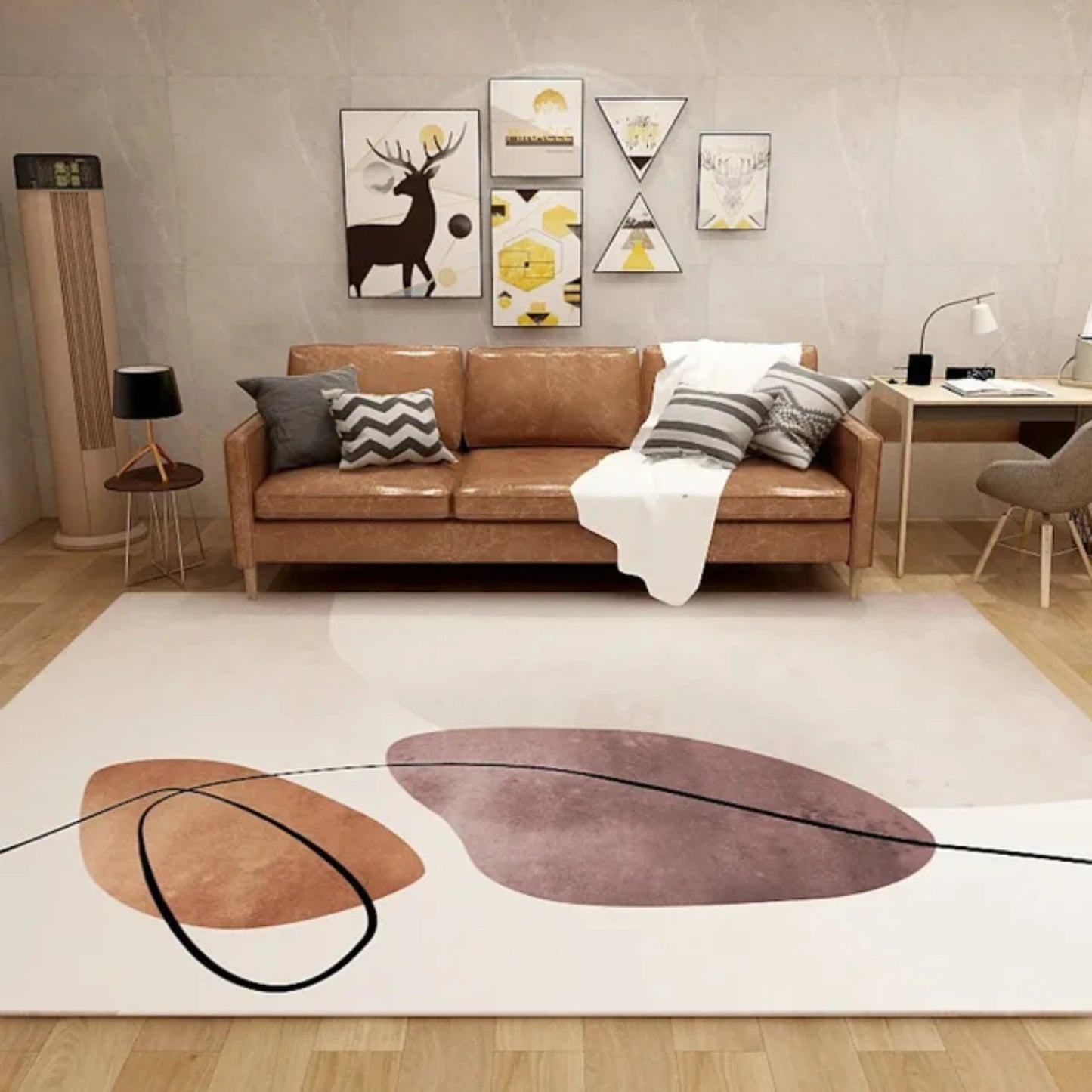 Luxurious, high-quality light beige carpet for bedroom and living room - fully covers large area for elegant, simple floor pavin