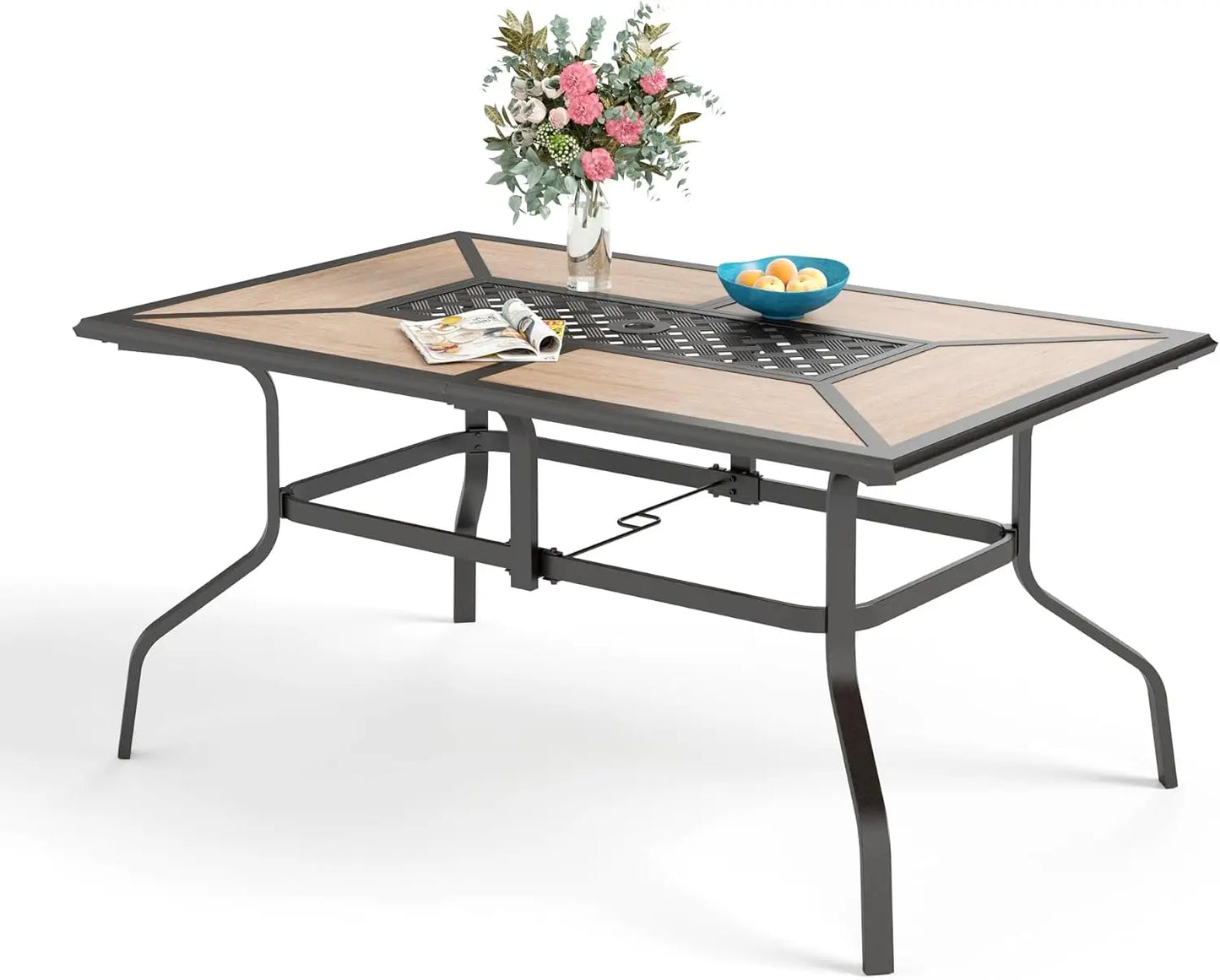 Black Expandable And Metal Outdoor Table