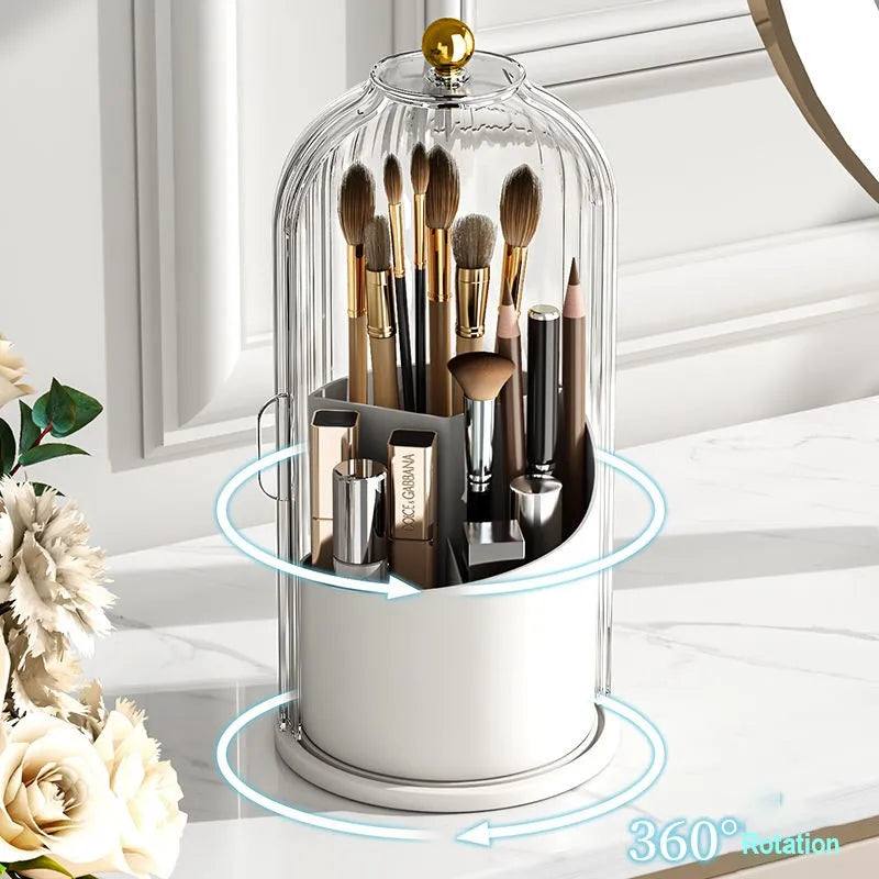 360° Rotating Makeup Brush Holder With Lid