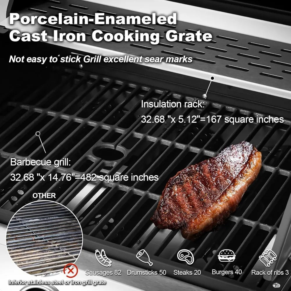 BBQ Gas Grill With Side Stove