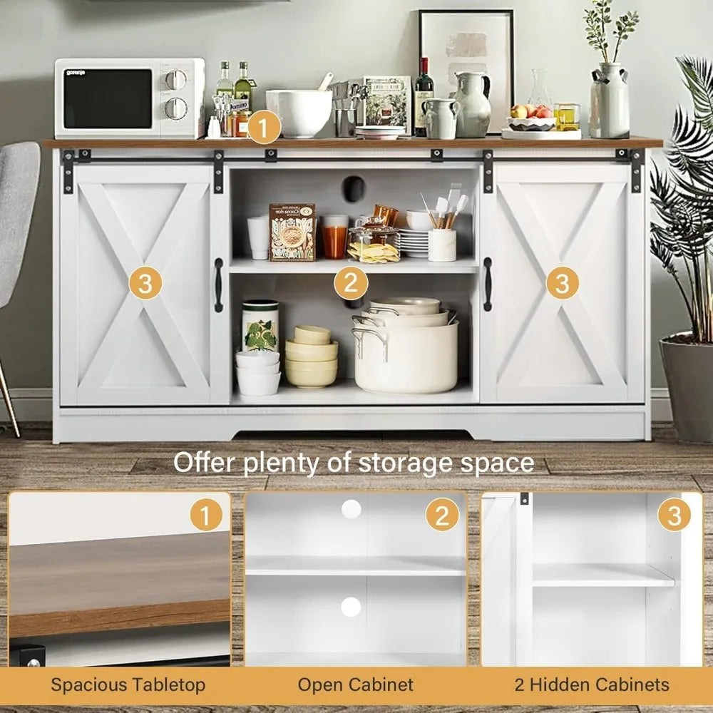 Farmhouse Coffee Bar Cabinet 59"
