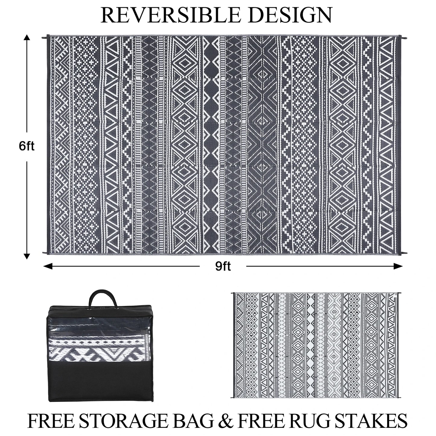 Outdoor Waterproof Reversible Patio Rug