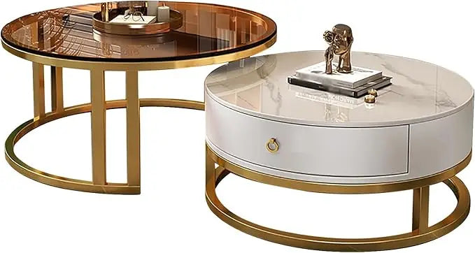 Nesting Metal Frame Wood Top Coffee Table