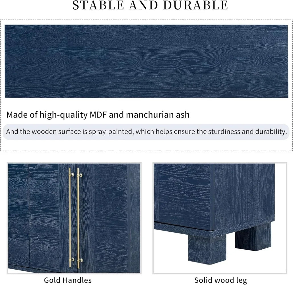 60-Inch Wood Storage Cabinet Buffet Table