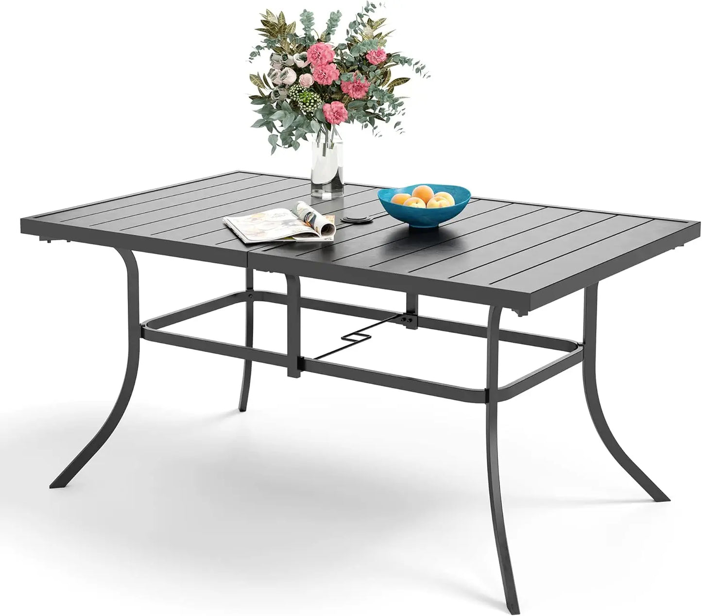 Black Expandable And Metal Outdoor Table