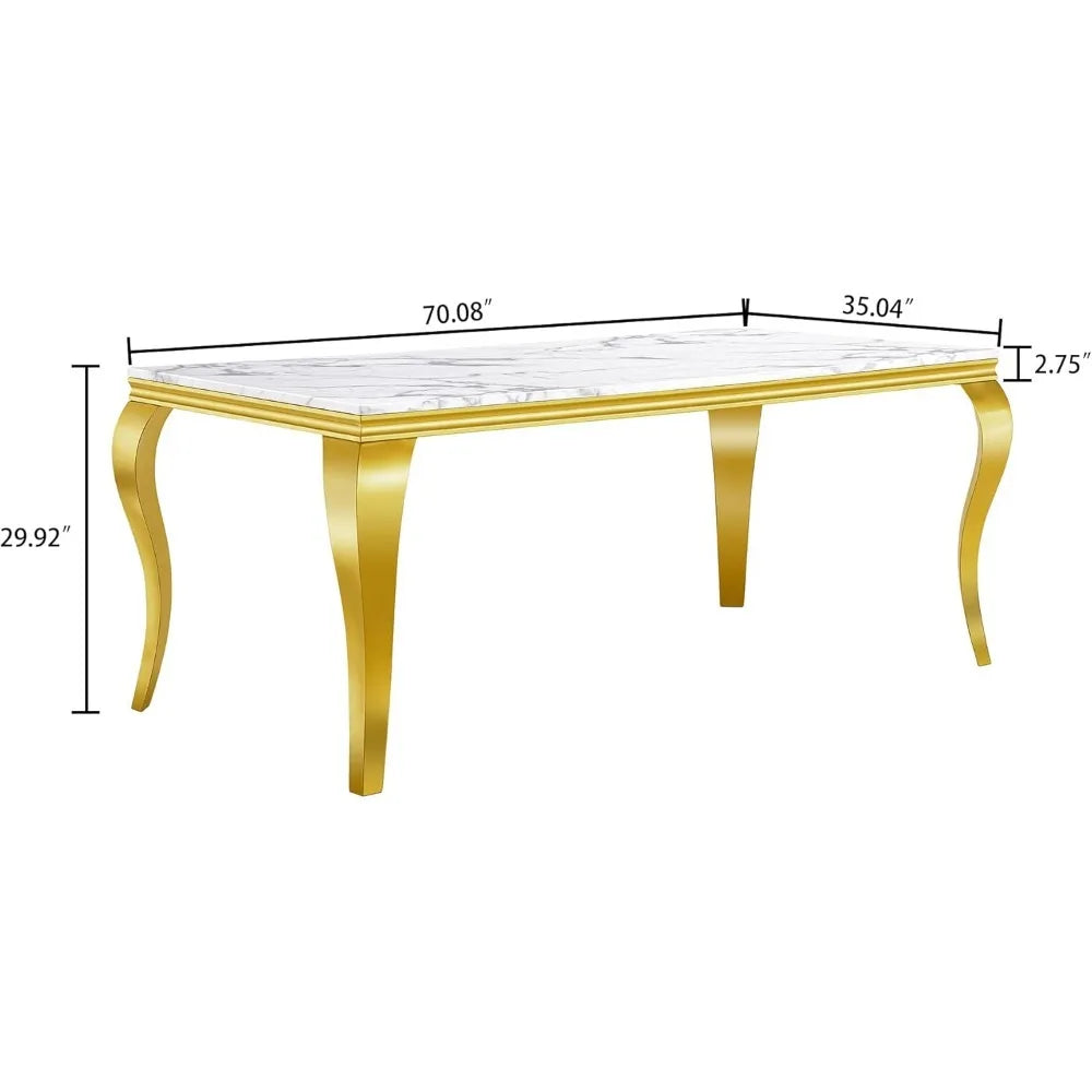 Faux White Marble Dining Table