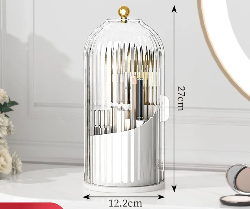360° Rotating Makeup Brush Holder With Lid