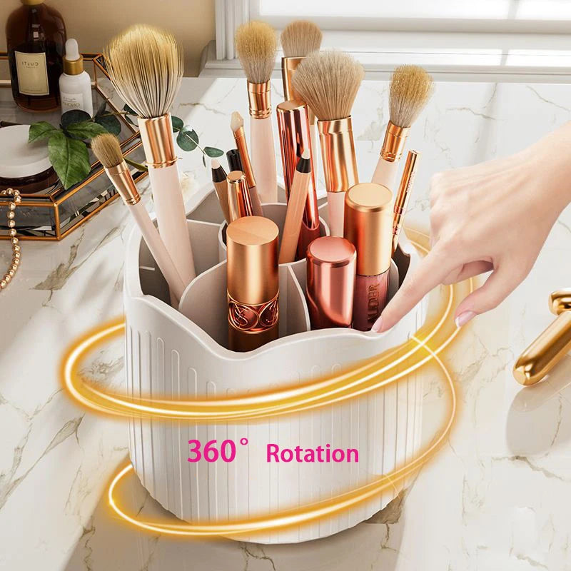 360 Degree Rotating Makeup Brush Holder With Lid