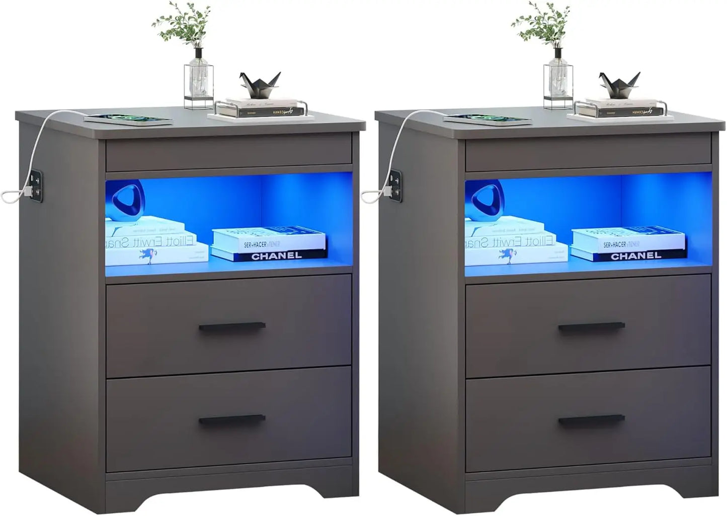 Charging Bedside Table With Gun Drawers