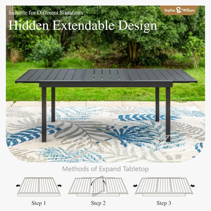Black Expandable And Metal Outdoor Table