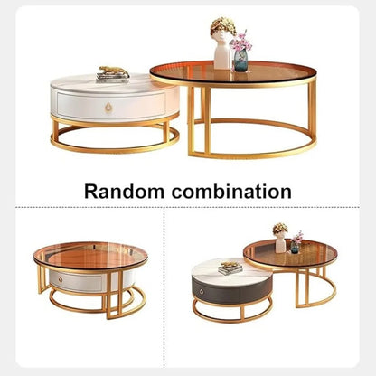 Nesting Metal Frame Wood Top Coffee Table