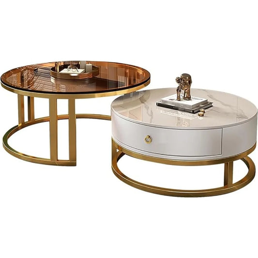 Nesting Metal Frame Wood Top Coffee Table