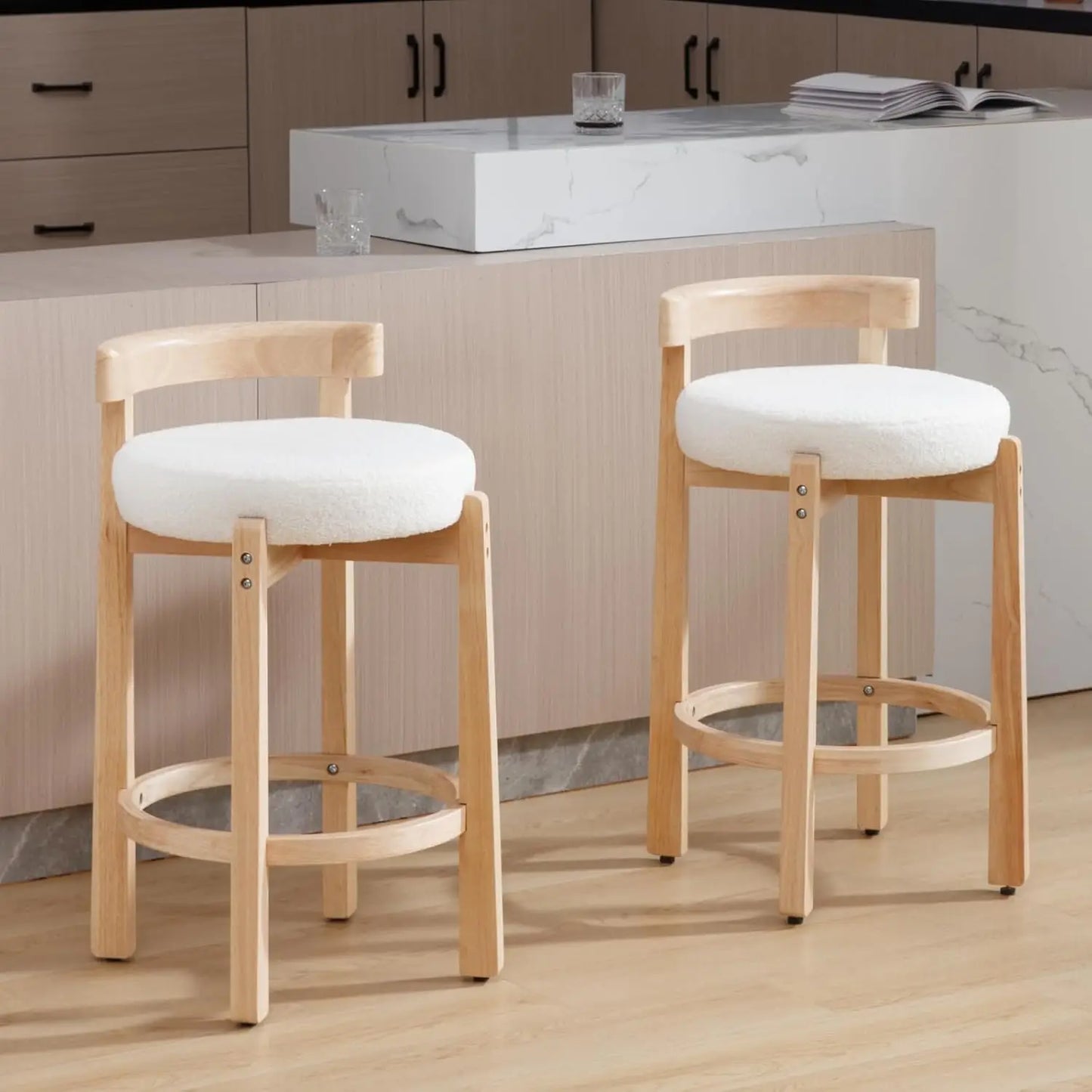 Mid-Century Upholstered Bar Stools Set of 2