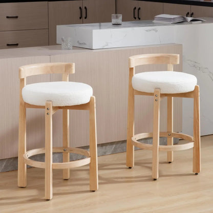 Mid-Century Upholstered Bar Stools Set of 2