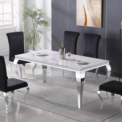 Faux White Marble Dining Table