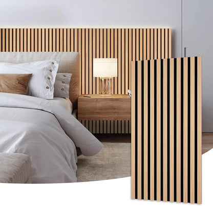 Wood Slat Acoustic Panels Stylish Decor, Noise Reduction, 3D Fluted Panel for Wall, Interior Design, 47 in