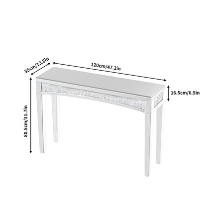 47.2" Mirrored Crystal Silver Entryway Table