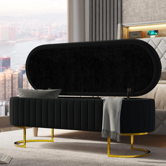 Storage Bench Velvet Bedroom Ottoman