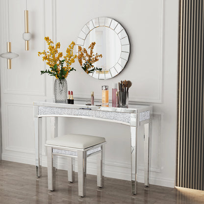 47.2" Mirrored Crystal Silver Entryway Table